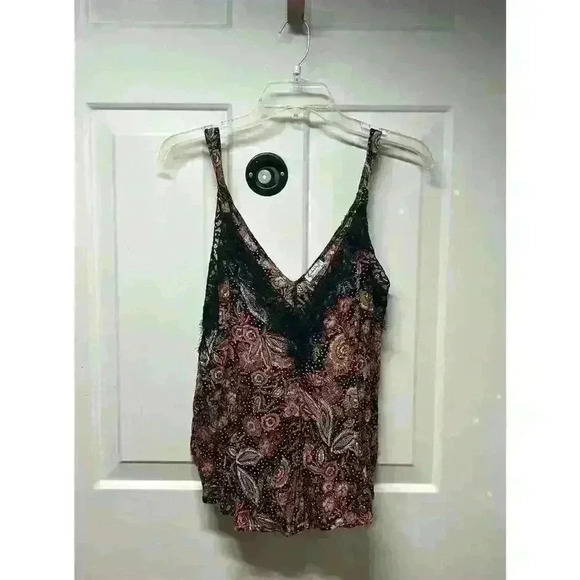 Free People Infinite Love Flowy Lace Cami Tank Top Size XS Floral Black Print - Picture 2 of 8